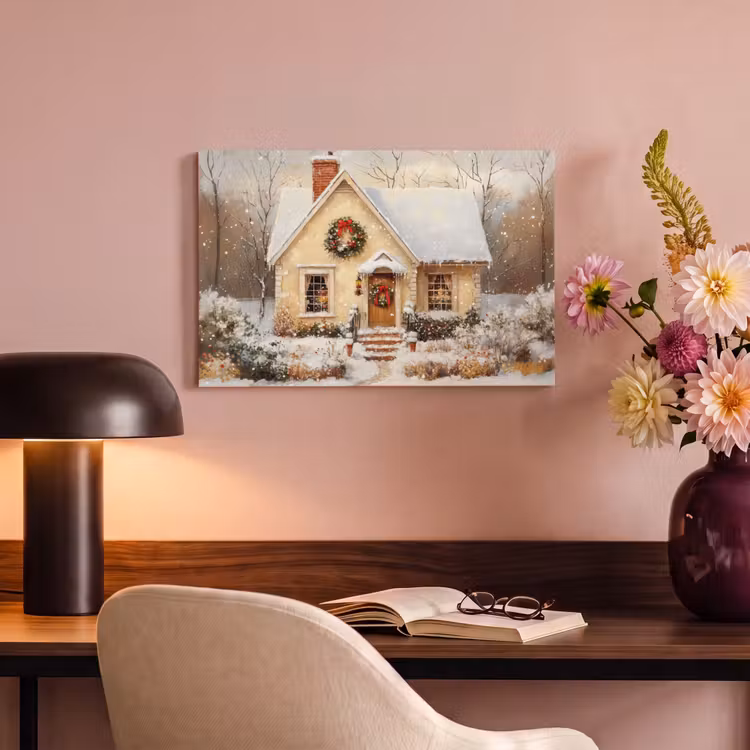 Canvas schilderij - Kerst - Huis - Winter - Sneeuw — 4