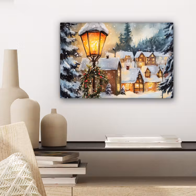 Canvas schilderij - Kerstdorp - Huizen - Sneeuw - Kerst — 5