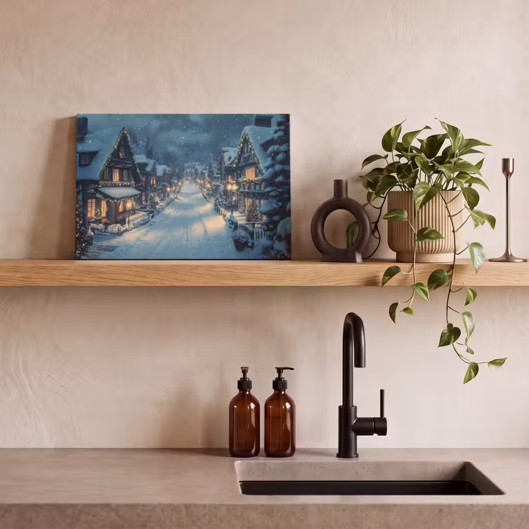 Canvas schilderij - Kerstdorp - Kerst - Sneeuw - Winter — 3