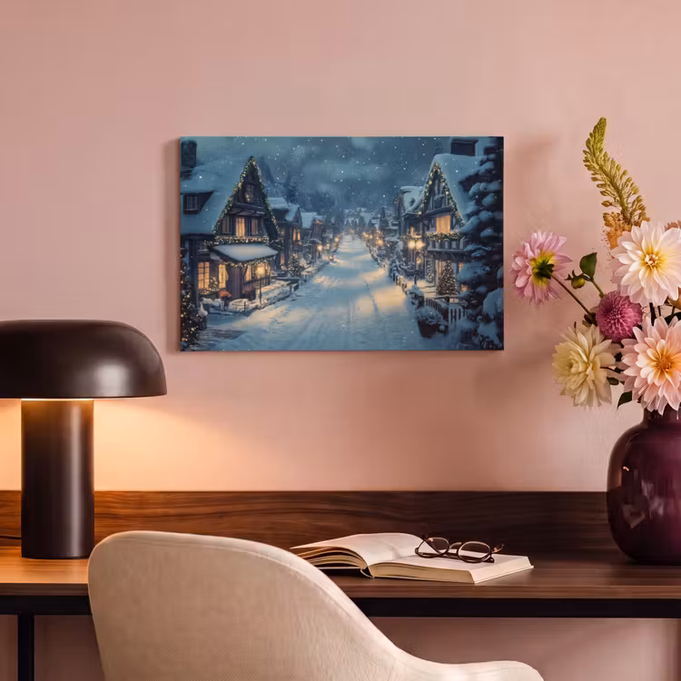 Canvas schilderij - Kerstdorp - Kerst - Sneeuw - Winter — 4