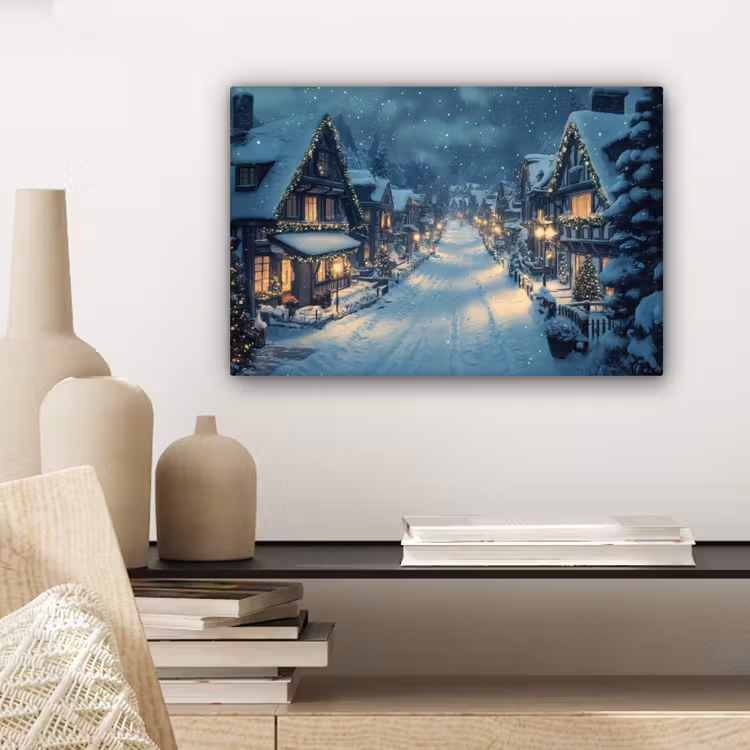 Canvas schilderij - Kerstdorp - Kerst - Sneeuw - Winter — 5