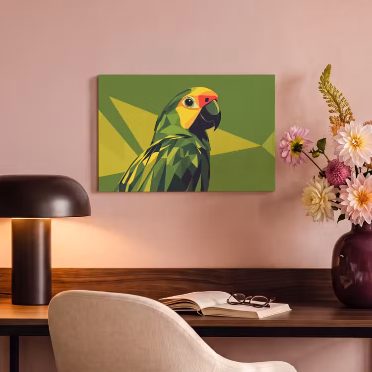 Canvas schilderij - Papegaai - Groen - Snavel - Abstract — 4