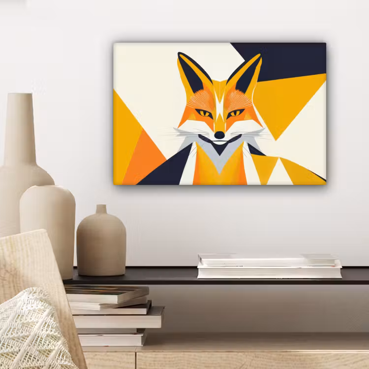 Canvas schilderij - Vos - Oranje - Abstract - Driehoeken — 5