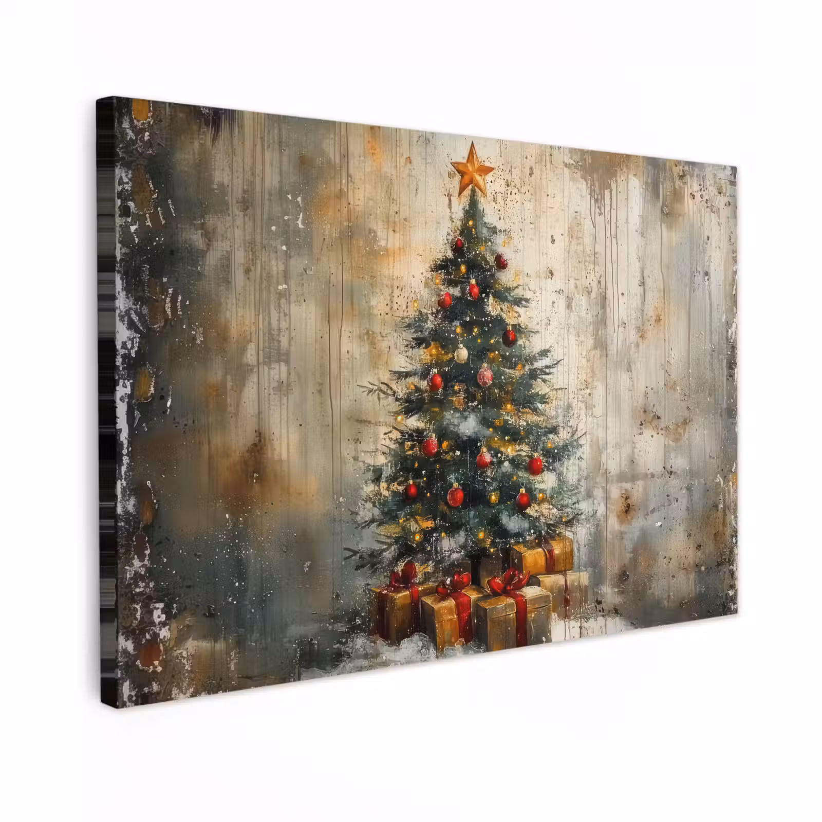 Canvas schilderij - Kerstboom - Vintage - Kerst - Cadeau — 1