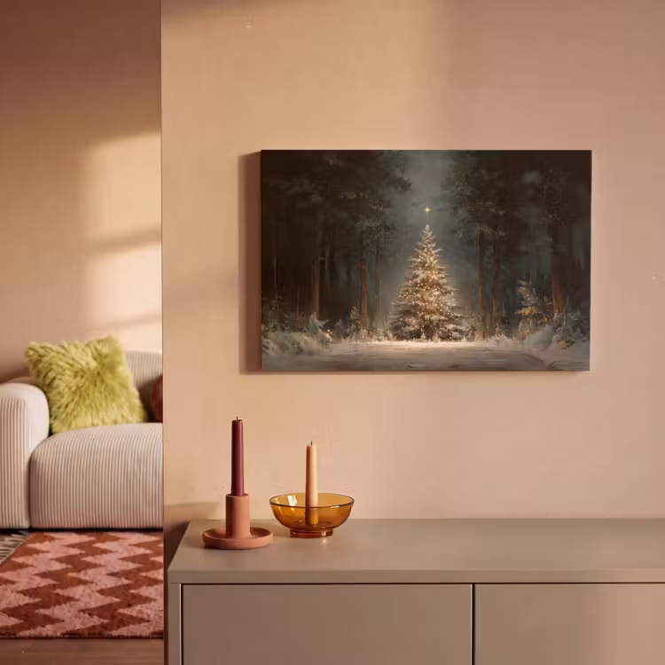 Canvas schilderij - Kerstboom - Bos - Sneeuw - meerkleurig — 2