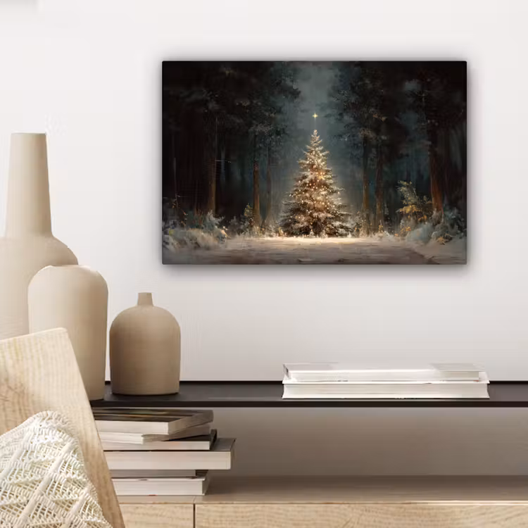 Canvas schilderij - Kerstboom - Bos - Sneeuw - meerkleurig — 5