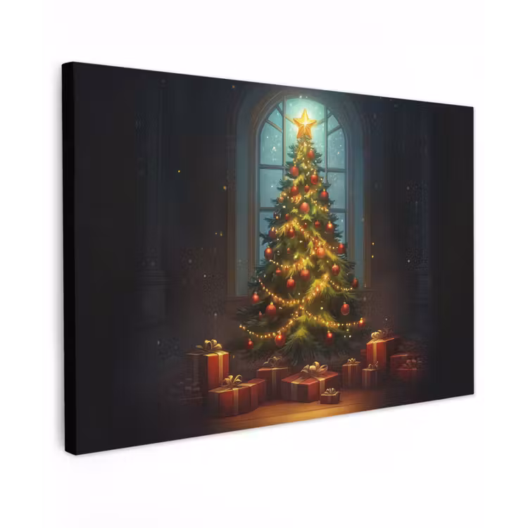 Canvas schilderij - Kerstboom - Cadeau - Kerst - Winter — 1