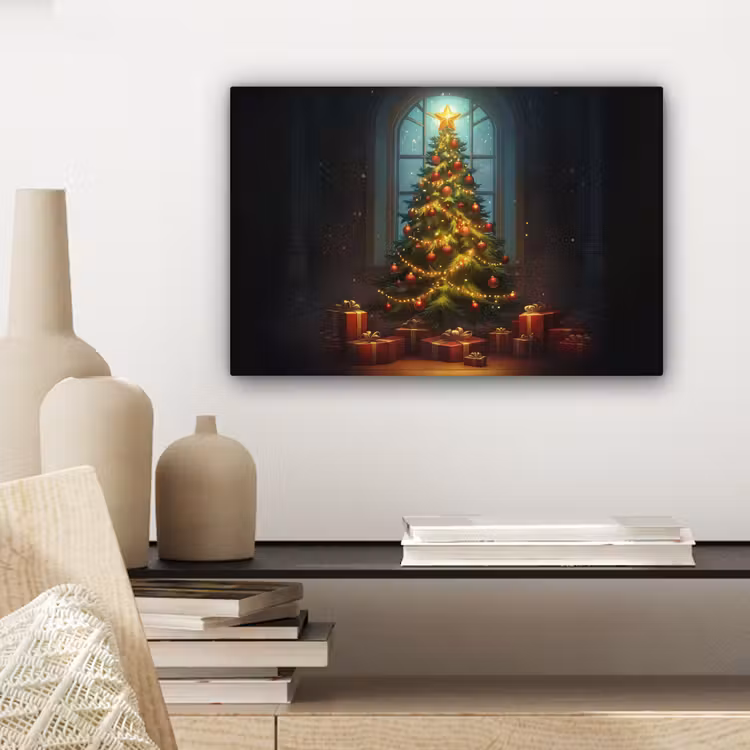Canvas schilderij - Kerstboom - Cadeau - Kerst - Winter — 5
