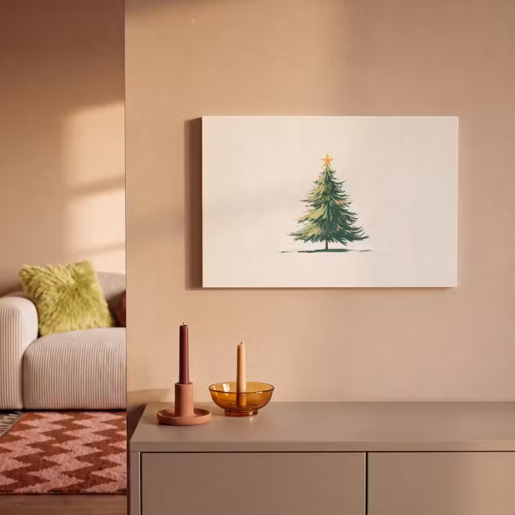 Canvas schilderij - Kerstboom - Illustratie - Ster - Sneeuw — 2