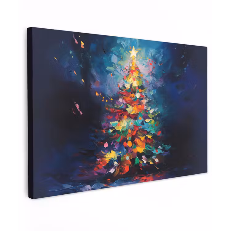 Canvas schilderij - Kerstboom - Kerst - Abstract - Kleurrijk — 1