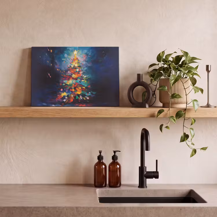Canvas schilderij - Kerstboom - Kerst - Abstract - Kleurrijk — 3