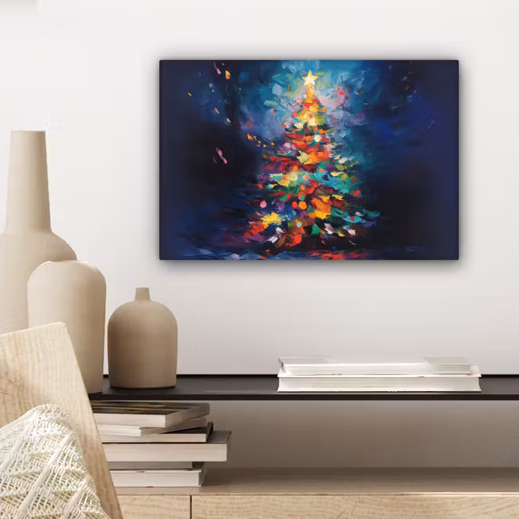 Canvas schilderij - Kerstboom - Kerst - Abstract - Kleurrijk — 5