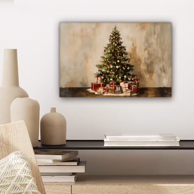Canvas schilderij - Kerstboom - Versierd - Kleurrijk — 5