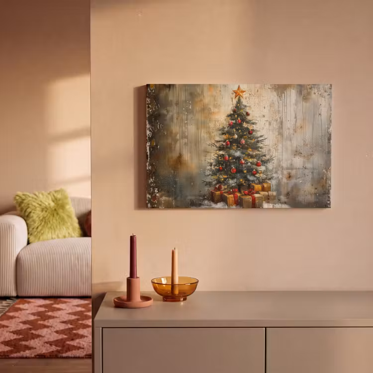 Canvas schilderij - Kerstboom - Vintage - Kerst - Cadeau — 2