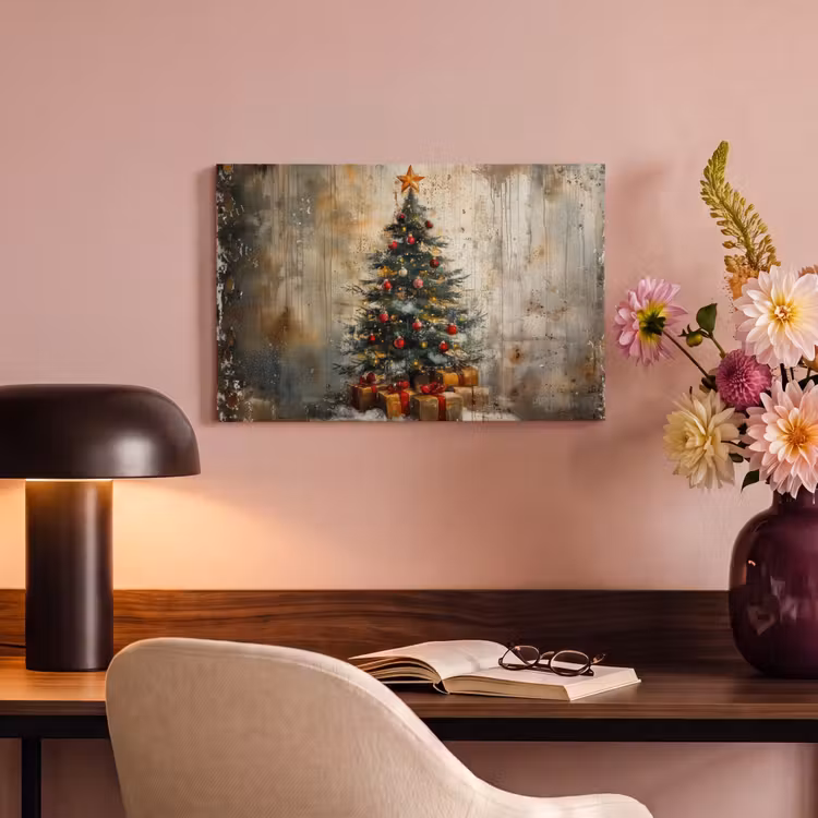 Canvas schilderij - Kerstboom - Vintage - Kerst - Cadeau — 4
