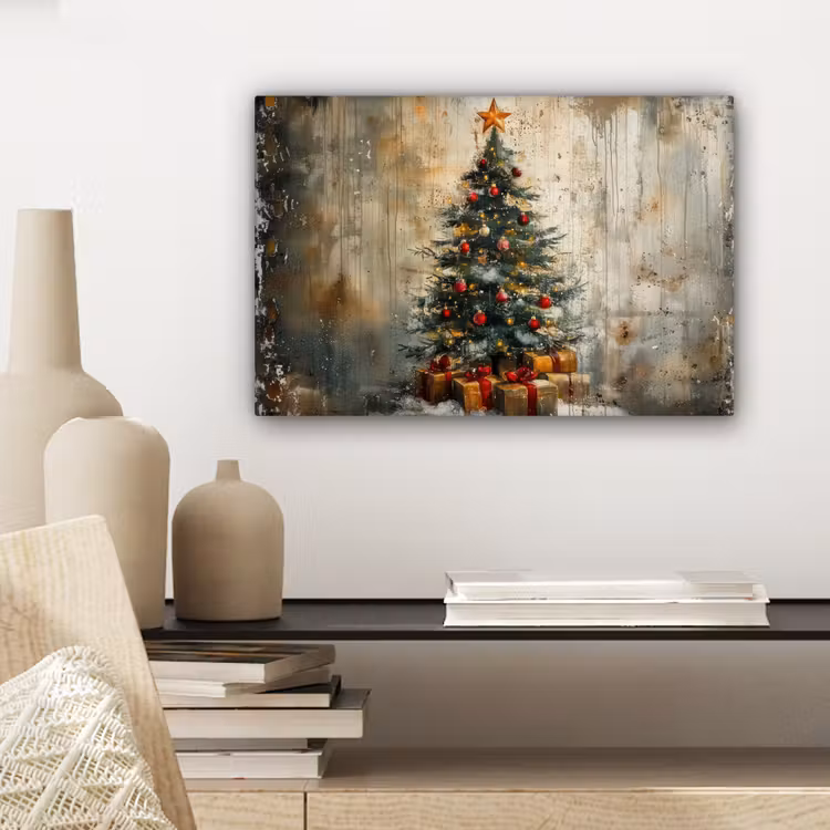 Canvas schilderij - Kerstboom - Vintage - Kerst - Cadeau — 5