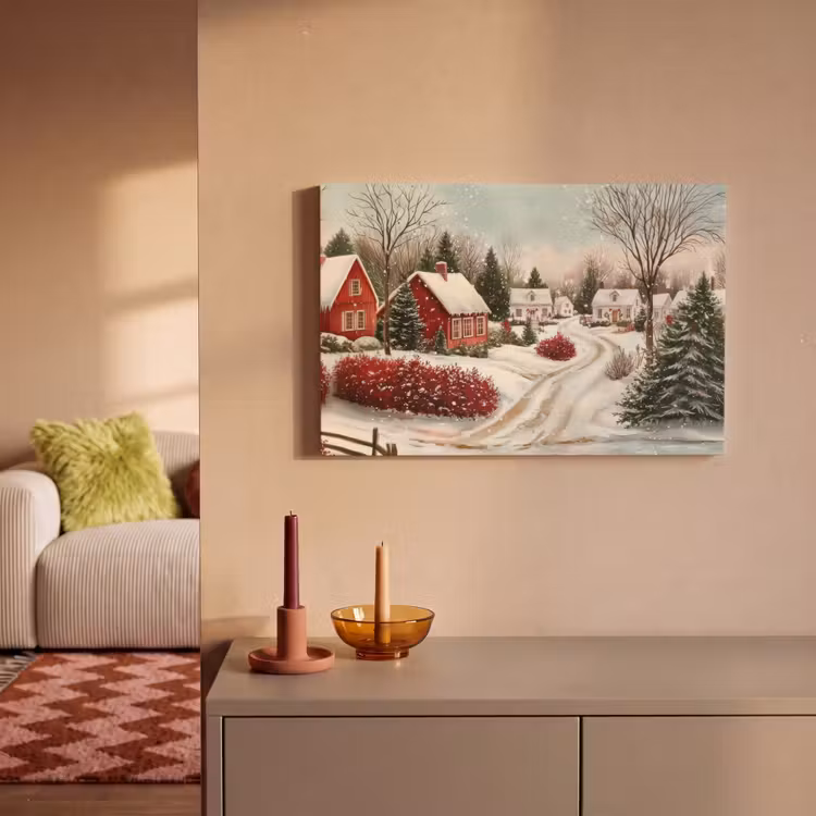 Canvas schilderij - Kerstsfeer - Landelijk - Rood — 2