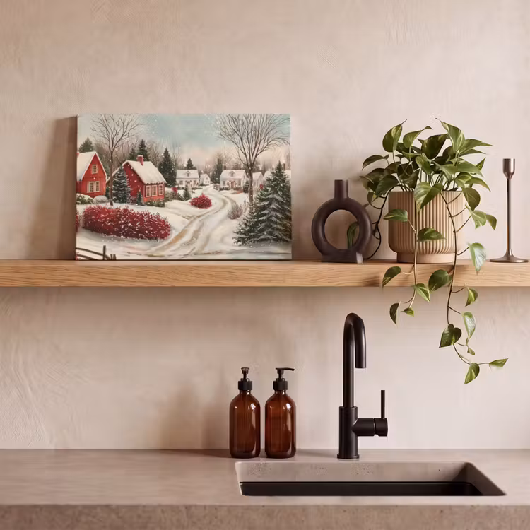 Canvas schilderij - Kerstsfeer - Landelijk - Rood — 3