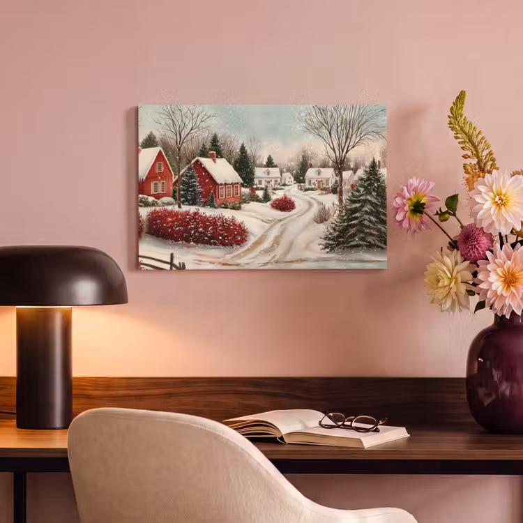 Canvas schilderij - Kerstsfeer - Landelijk - Rood — 4