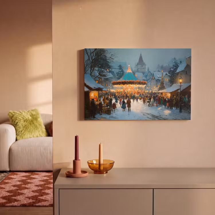 Canvas schilderij - Winterkermis - Dorp - Kleurrijk — 2