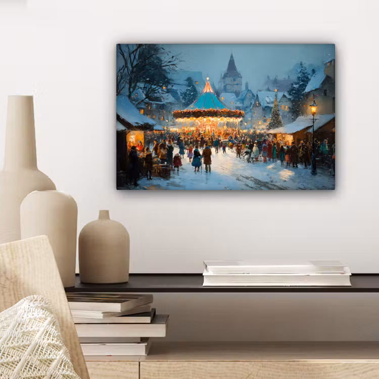 Canvas schilderij - Winterkermis - Dorp - Kleurrijk — 5
