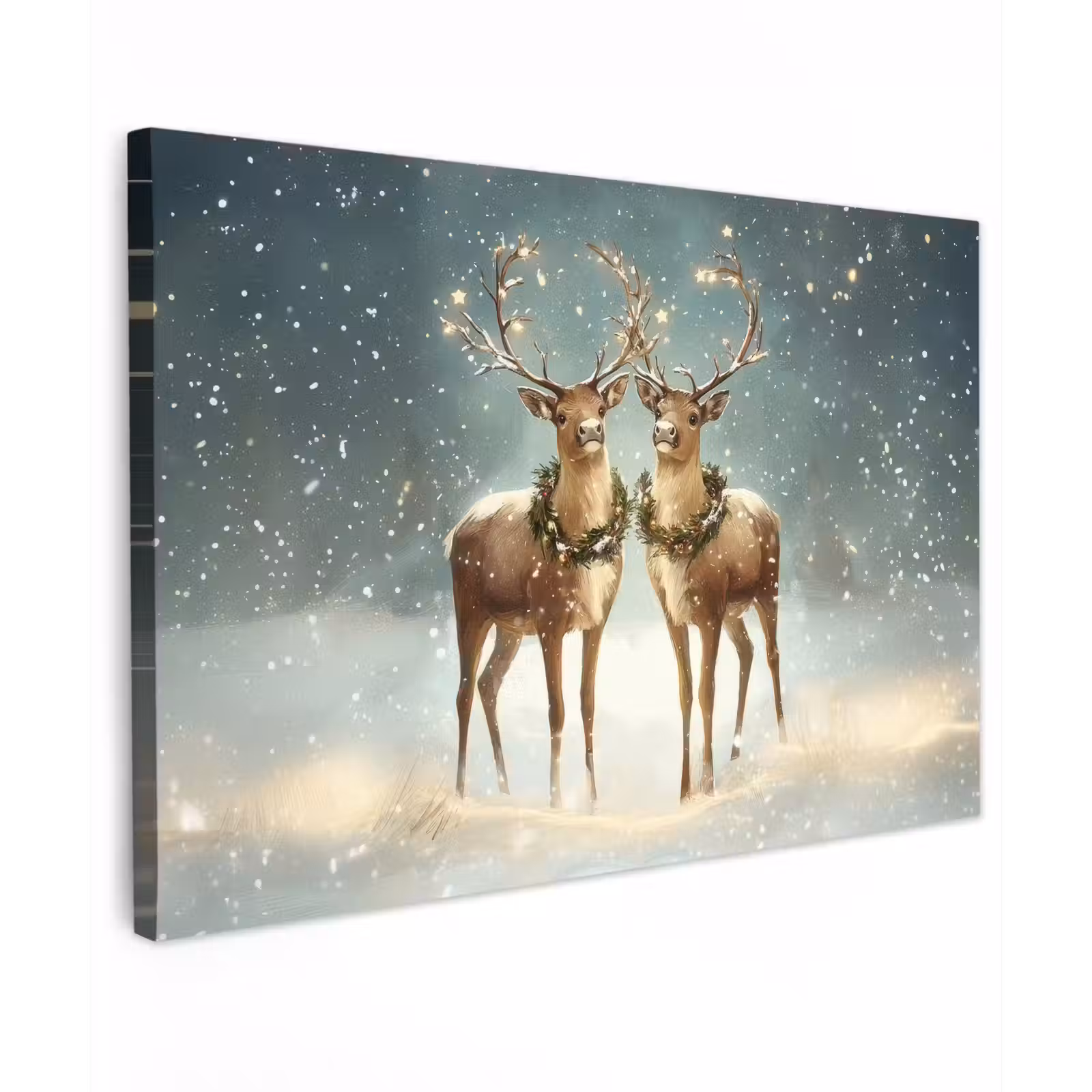 Canvas schilderij - Kerstmagie - Winterwoud - Rendier — 1