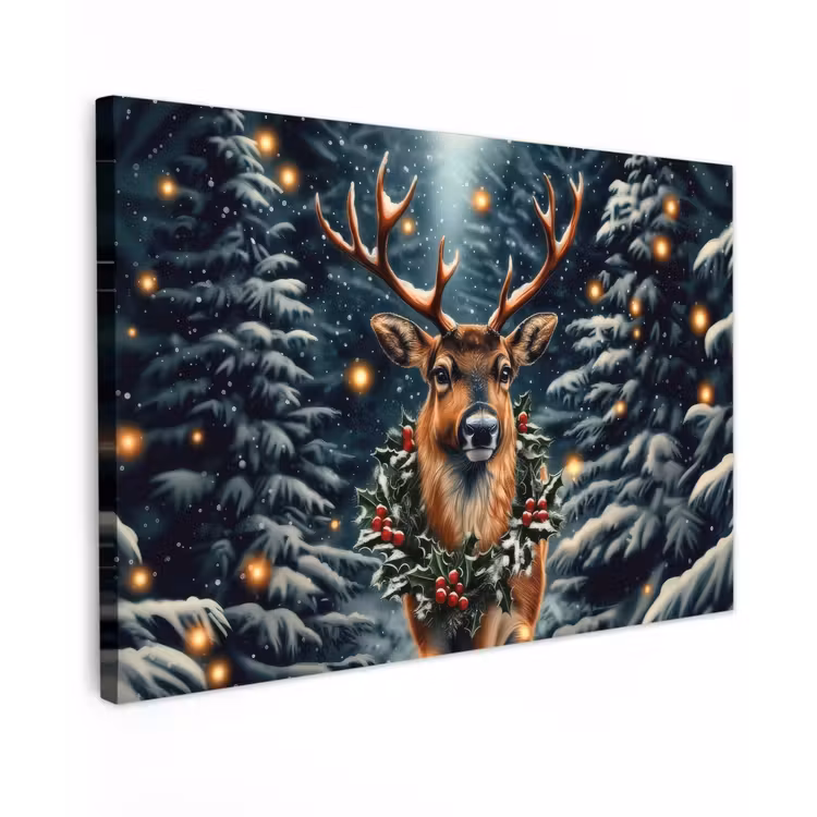 Canvas schilderij - Kerst - Magie - Bos - Kleurrijk — 1