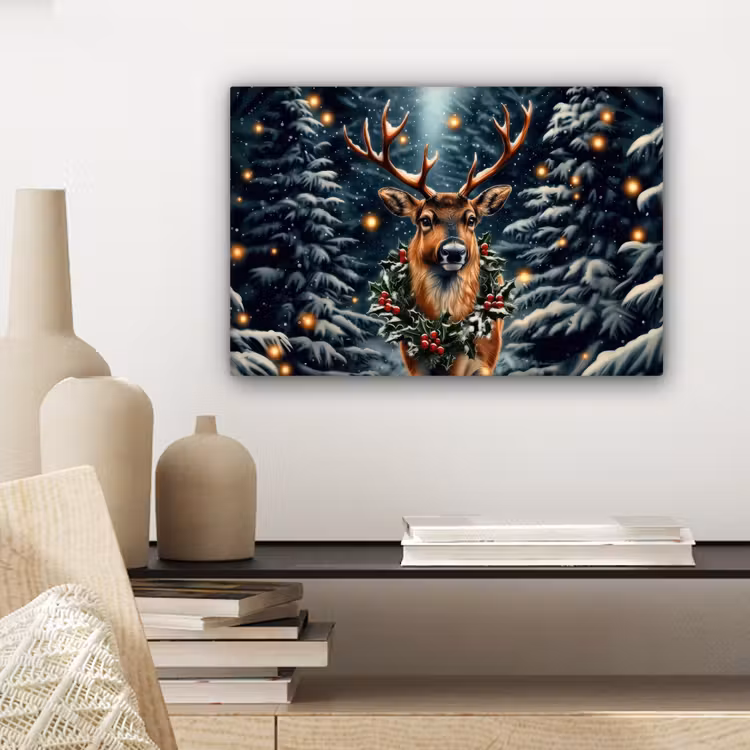 Canvas schilderij - Kerst - Magie - Bos - Kleurrijk — 5