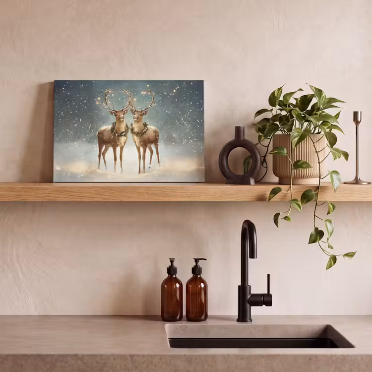 Canvas schilderij - Kerstmagie - Winterwoud - Rendier — 3