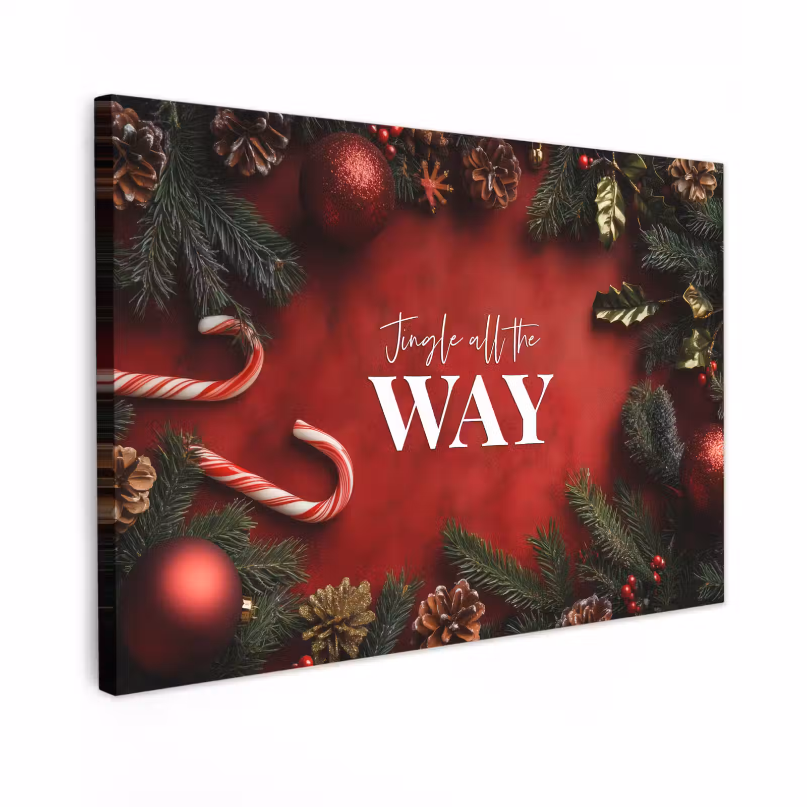 Canvas schilderij - Kerst - Quote - Rood - Kerstballen — 1