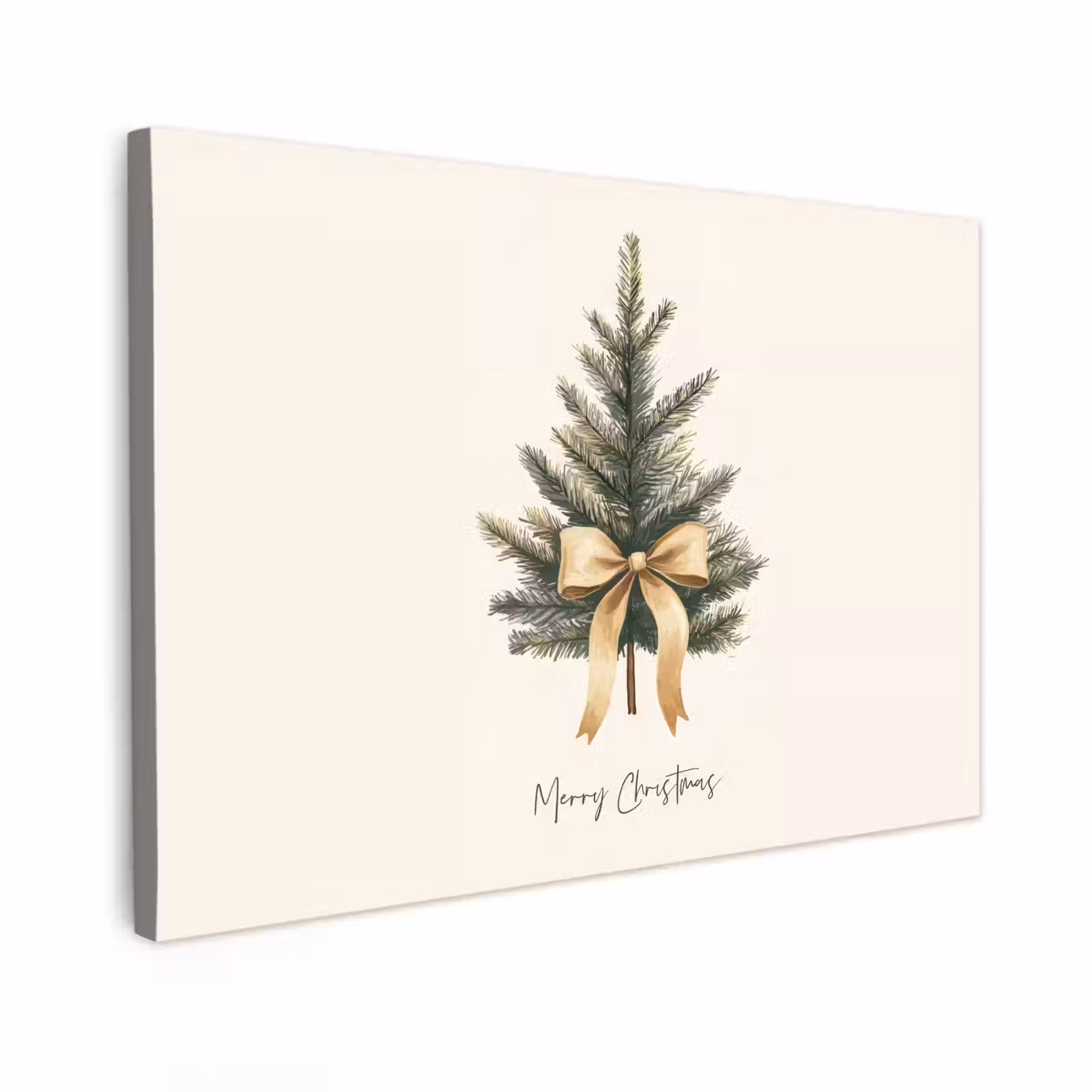 Canvas schilderij - Kerstboom - Kerst - Merry Christmas - Beige — 1