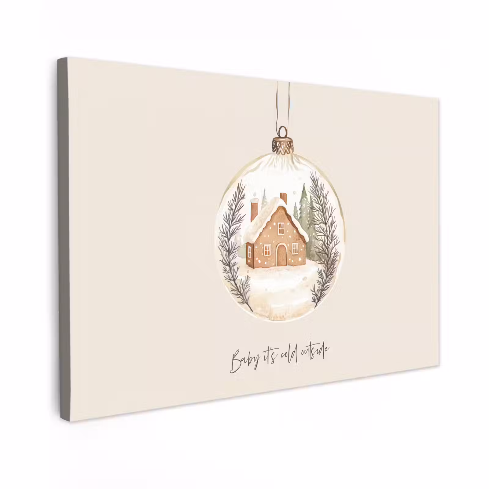 Canvas schilderij - Quote - Winter - Kerst - Beige - Kerstbal — 1