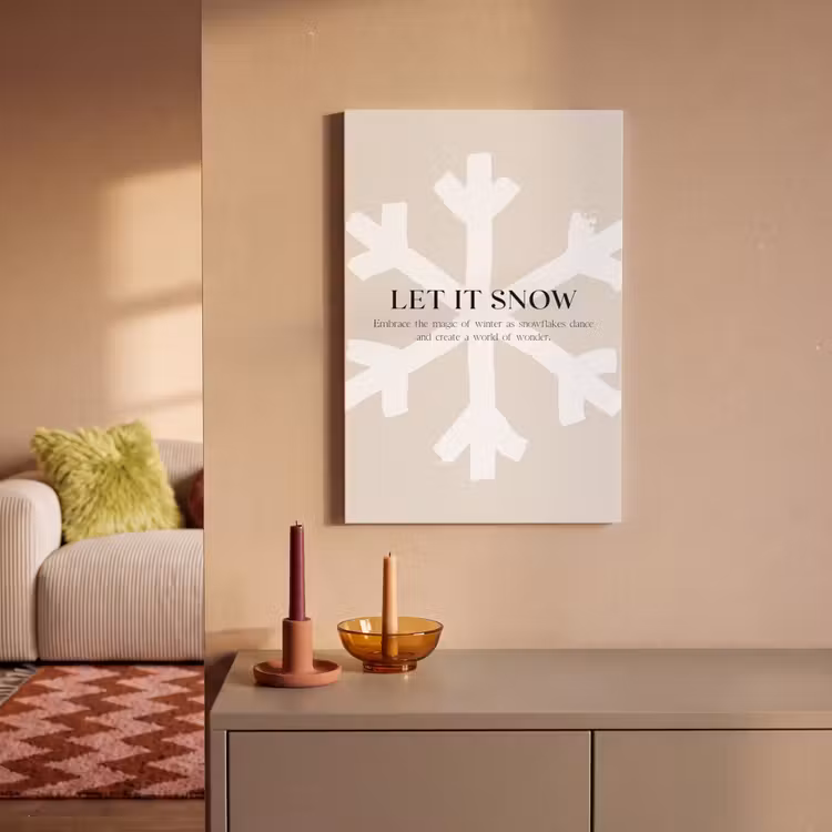 Canvas schilderij - Kerst - Let it snow - Sneeuwvlok - Winter - Quotes — 2