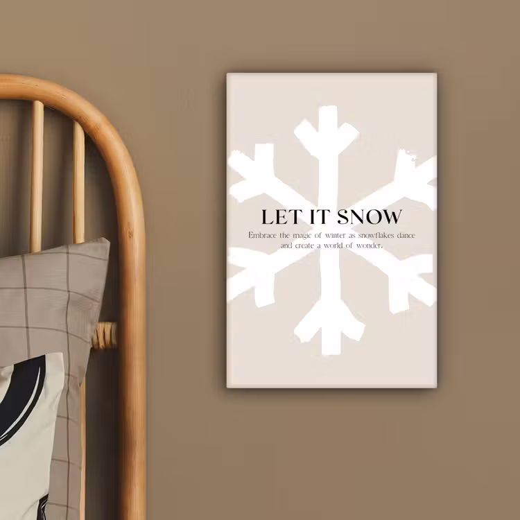 Canvas schilderij - Kerst - Let it snow - Sneeuwvlok - Winter - Quotes — 3
