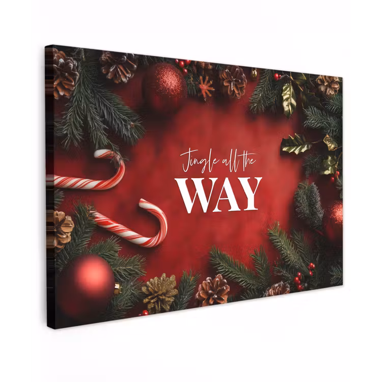 Canvas schilderij - Kerst - Quote - Rood - Kerstballen — 1