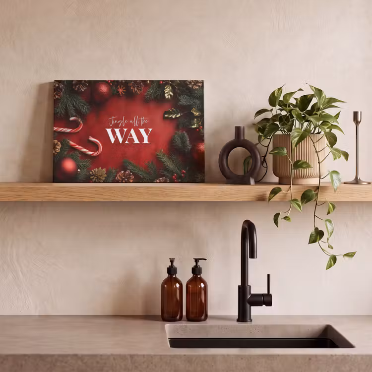 Canvas schilderij - Kerst - Quote - Rood - Kerstballen — 3