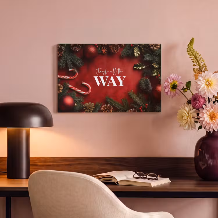 Canvas schilderij - Kerst - Quote - Rood - Kerstballen — 4