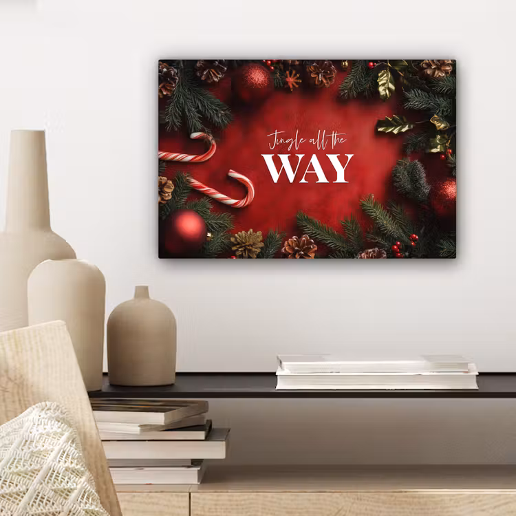 Canvas schilderij - Kerst - Quote - Rood - Kerstballen — 5