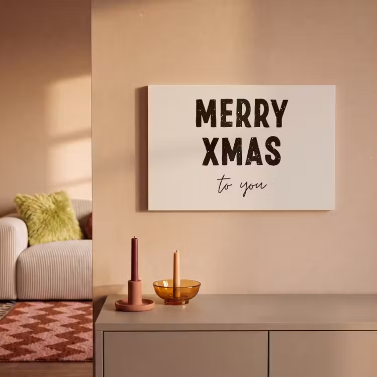 Canvas schilderij - Kerst - Quotes - Merry xmas - Feestdagen - Zwart — 2