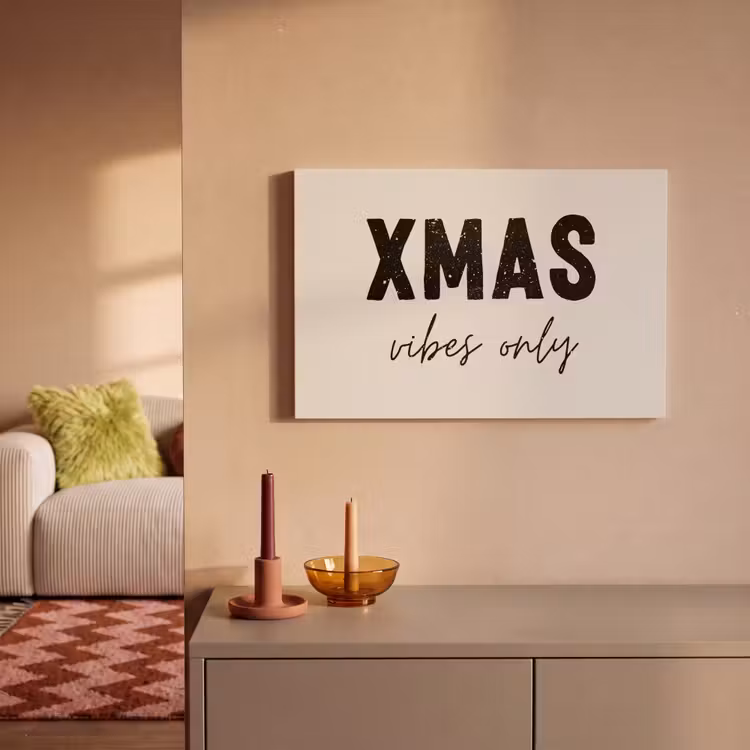 Canvas schilderij - Kerst - Spreuk - xmas vibes only - Beige — 2
