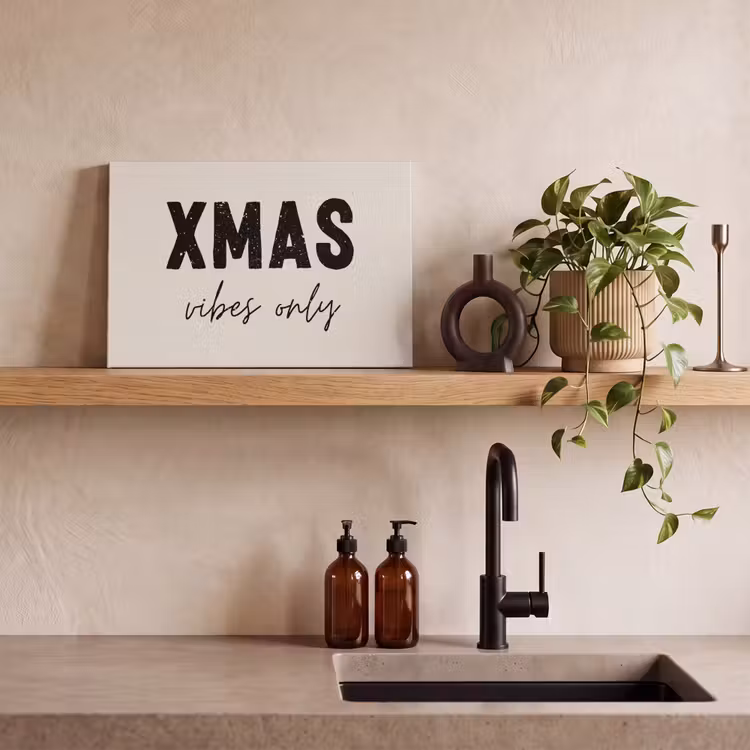 Canvas schilderij - Kerst - Spreuk - xmas vibes only - Beige — 3