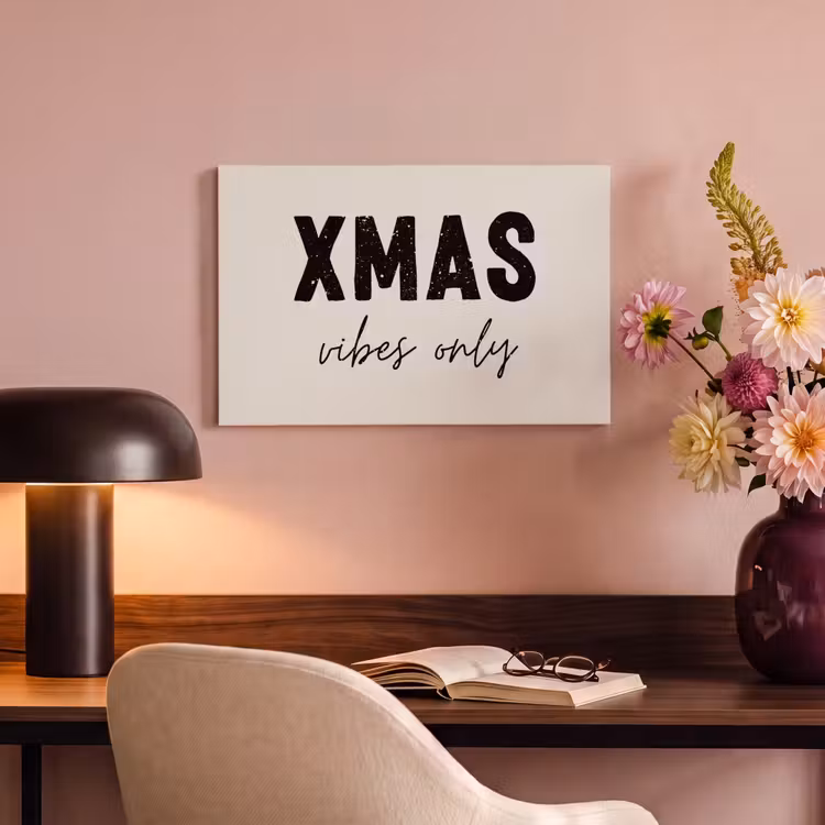 Canvas schilderij - Kerst - Spreuk - xmas vibes only - Beige — 4