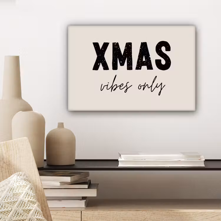 Canvas schilderij - Kerst - Spreuk - xmas vibes only - Beige — 5