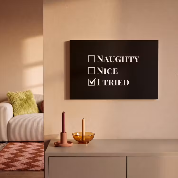 Canvas schilderij - Kerst - Zwart - Wit - Quote - Grappig — 2