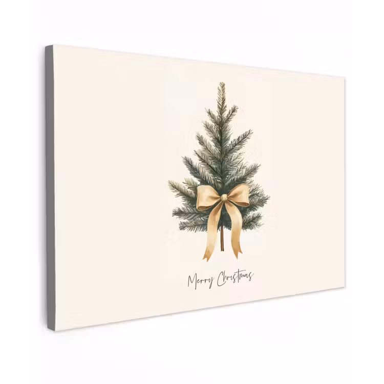 Canvas schilderij - Kerstboom - Kerst - Merry Christmas - Beige — 1