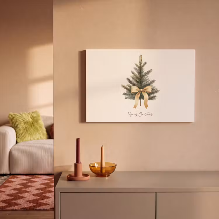 Canvas schilderij - Kerstboom - Kerst - Merry Christmas - Beige — 2