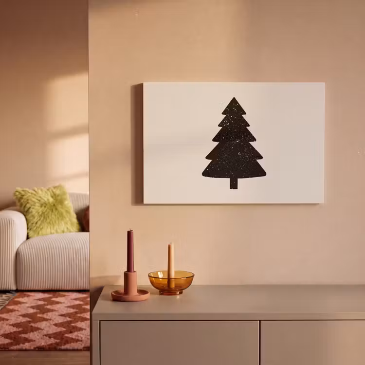 Canvas schilderij - Kerstboom - Zwart - Feestdagen - Beige — 2
