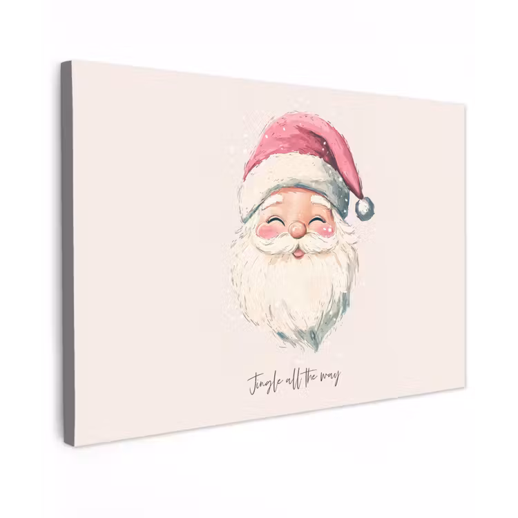 Canvas schilderij - Kerstman - Kerst - Quote - Beige — 1