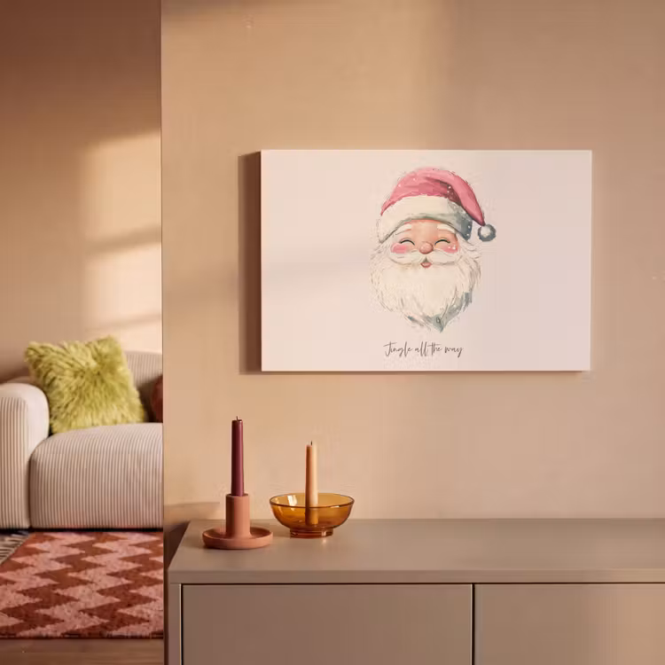 Canvas schilderij - Kerstman - Kerst - Quote - Beige — 2