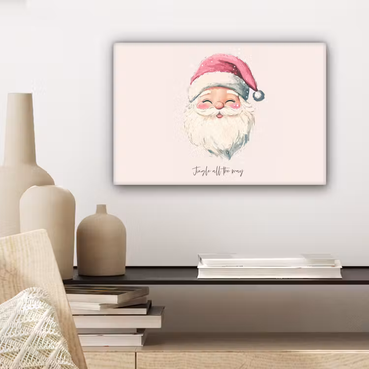 Canvas schilderij - Kerstman - Kerst - Quote - Beige — 5
